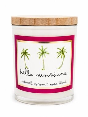 Red Leaf Home Hello Sunshine Coconut Wax Blend Candle 11 oz Wood Lid Tropical